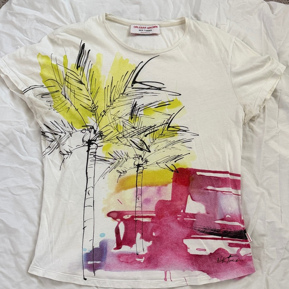Orlebar Brown Pink and Black Graphic Tee - Nick Turner
